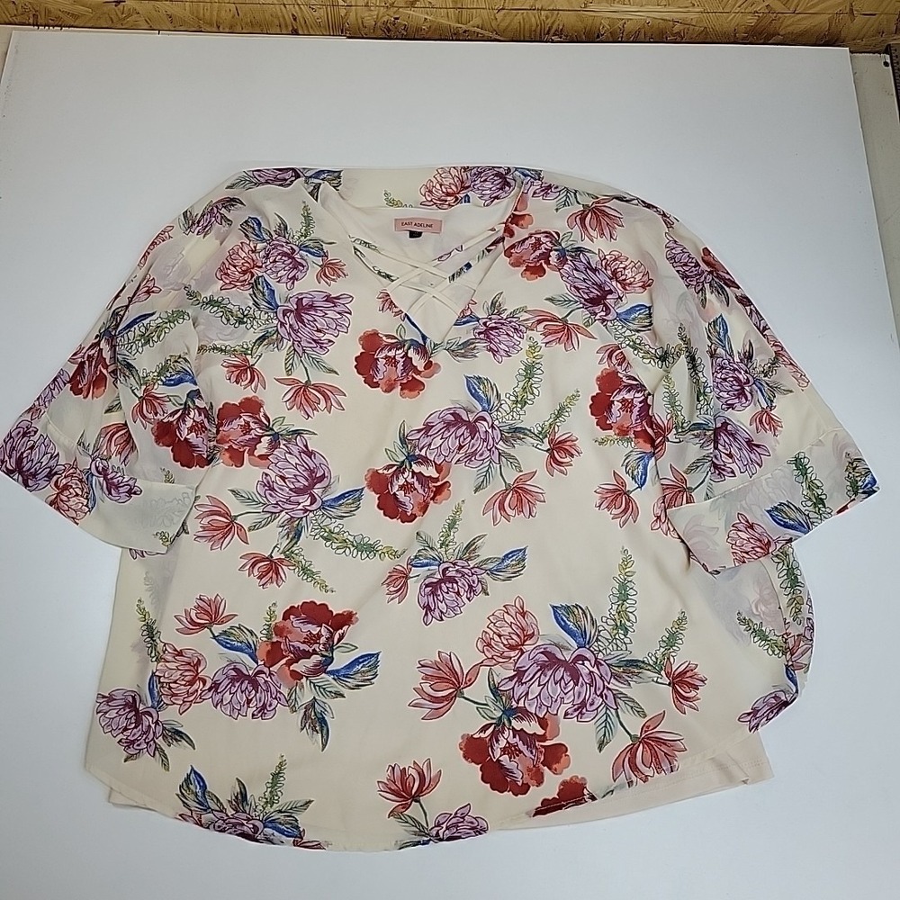 EAST ADELINE Women's XL Floral Polyester Lined Blouse Super‎ Cute Preppy Comfy